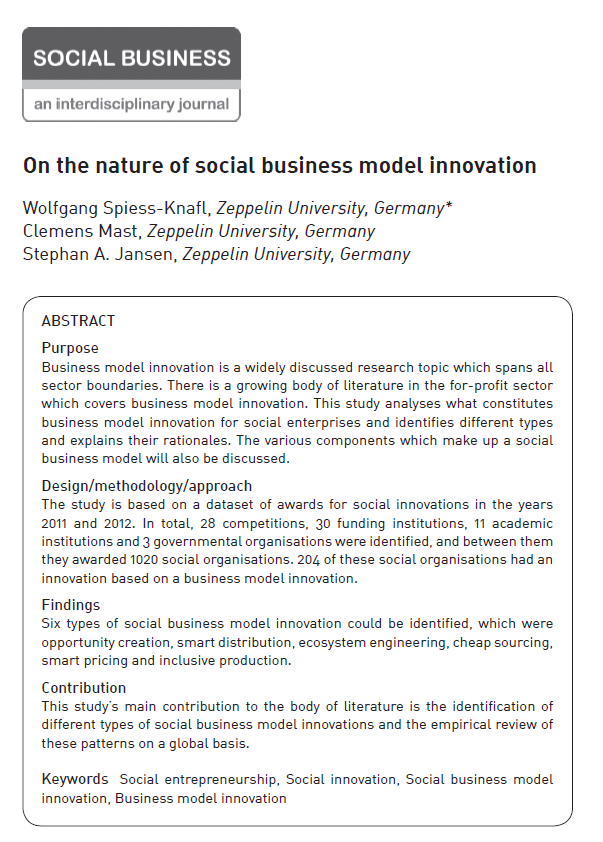 On the nature of social business model innovation