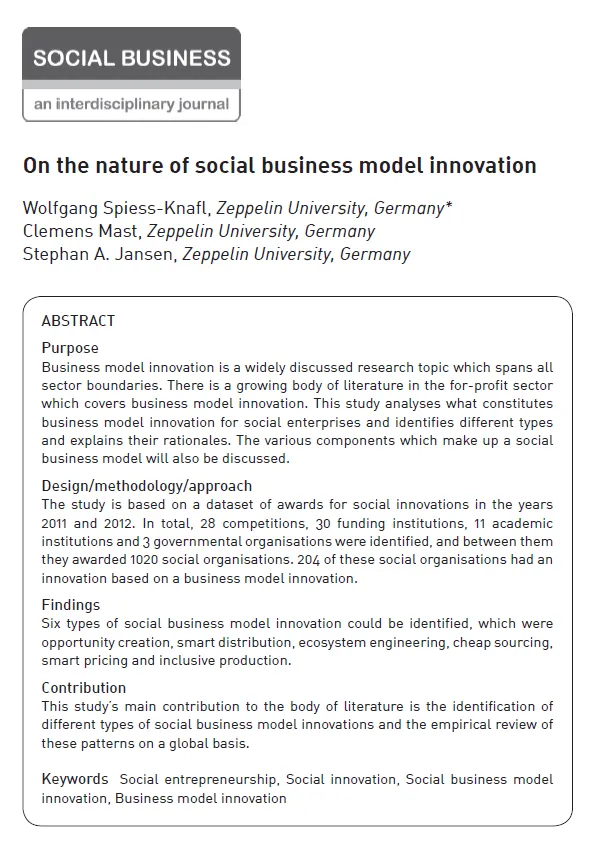On the nature of social business model innovation