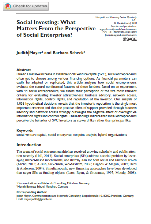 Social Investing: What matters
