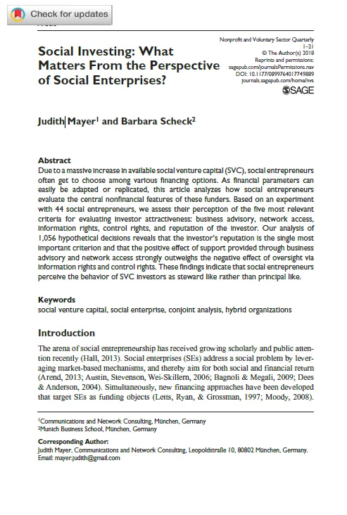 Social Investing: What matters